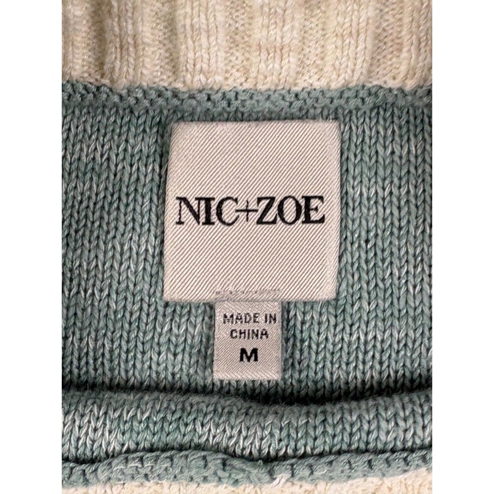 NIC+ZOE Sweater Womens M Geometric Colorblock Cotton Blend Art To Wear Pullover - Picture 3 of 16
